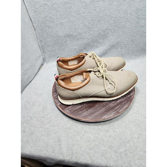 Tommy Hilfiger Mens Tan Canvas & Leather Casual Sneakers - Picture 3 of 10